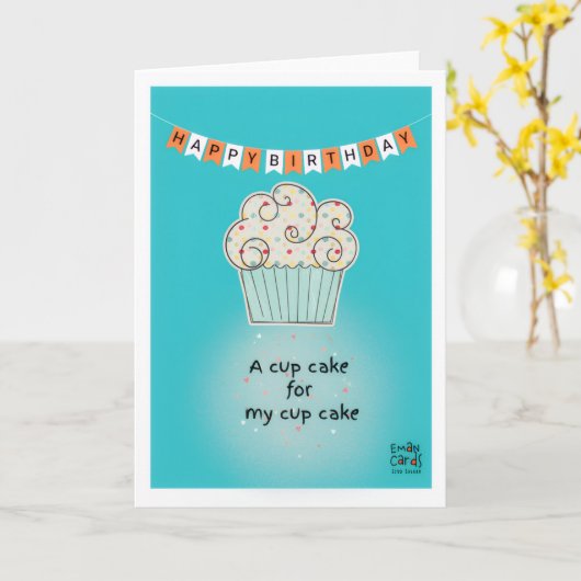 Cupcake Birthday Card Karte (Gelbe Blume)