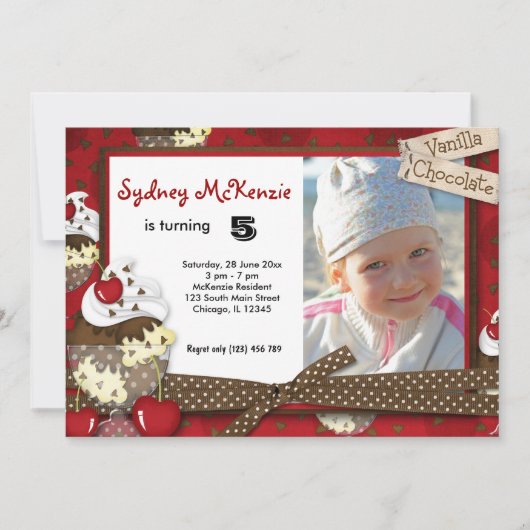 Cupcake Birthday Einladung (Vorderseite)