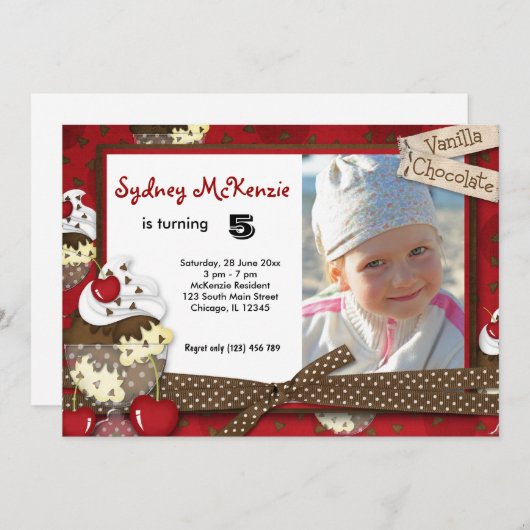 Cupcake Birthday Einladung (Vorne/Hinten)