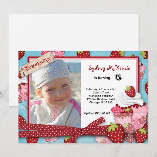 Cupcake Birthday Einladung (Vorne/Hinten)