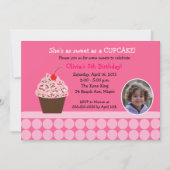 Cupcake Birthday Foto Template Einladungen (Vorderseite)