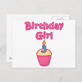Cupcake Birthday Girl 3 Postkarte (Vorne/Hinten)