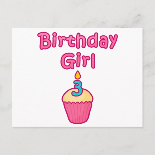 Cupcake Birthday Girl 3 Postkarte (Vorderseite)
