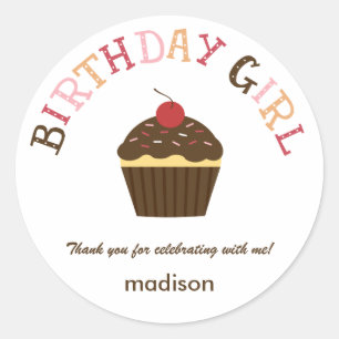 Cupcake Birthday Girl Gevor Sticker /Umschlag Aufk