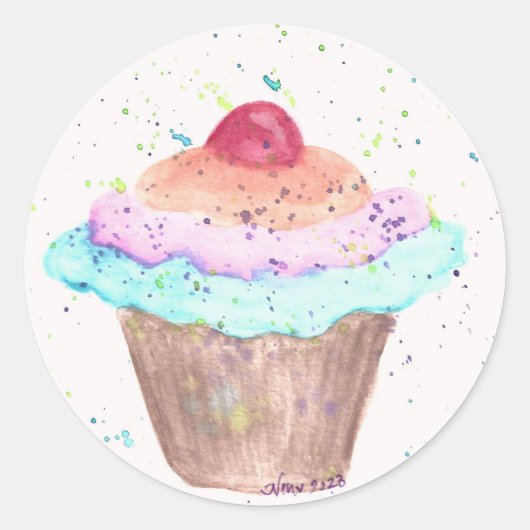 Cupcake Birthday Runder Aufkleber (Vorderseite)