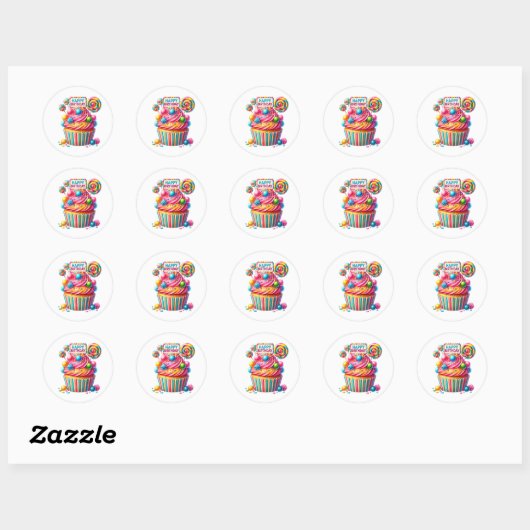 Cupcake Birthday Stickers (Blatt)
