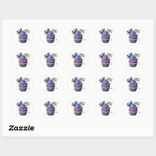 Cupcake Birthday Stickers (Blatt)