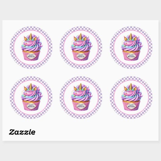 Cupcake Birthday Stickers (Blatt)