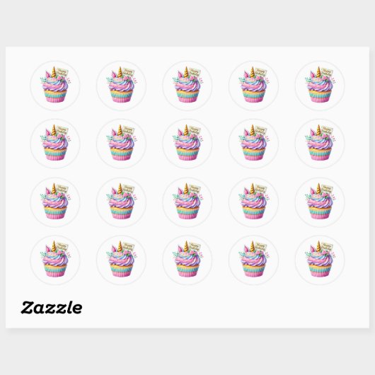 Cupcake Birthday Stickers (Blatt)