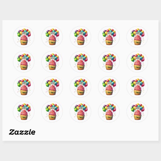 Cupcake Birthday Stickers (Blatt)