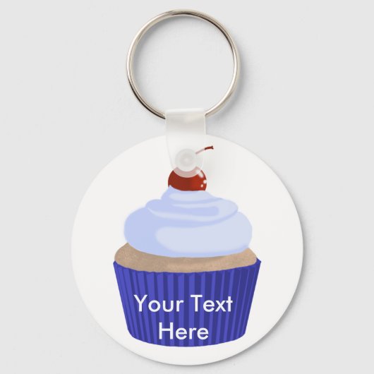 Cupcake-Blue auf Blue Schlüsselanhänger (Vorderseite)