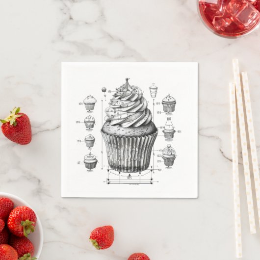 Cupcake Blueprint monochromatisch Serviette (Beispiel)