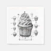 Cupcake Blueprint monochromatisch Serviette (Vorderseite)