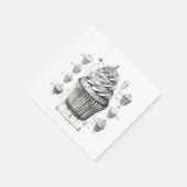 Cupcake Blueprint monochromatisch Serviette (Ecke)