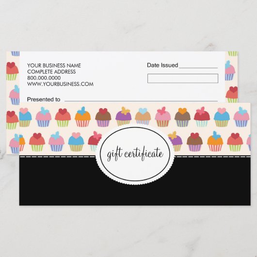 Cupcake Boutique Style Geschenkgutscheine (Vorne/Hinten)