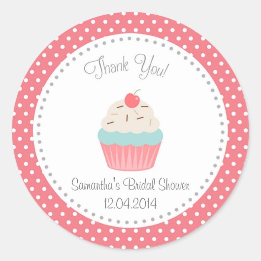 Cupcake Brautparty Vielen Dank Aufkleber (Vorderseite)