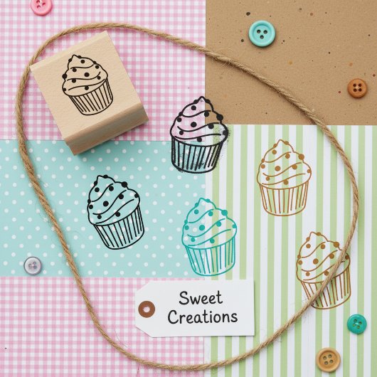 Cupcake Briefmarke - Mini-Holzkunst Briefmarke für Gummistempel