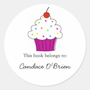 Cupcake Buchzeichen Labels Runder Aufkleber