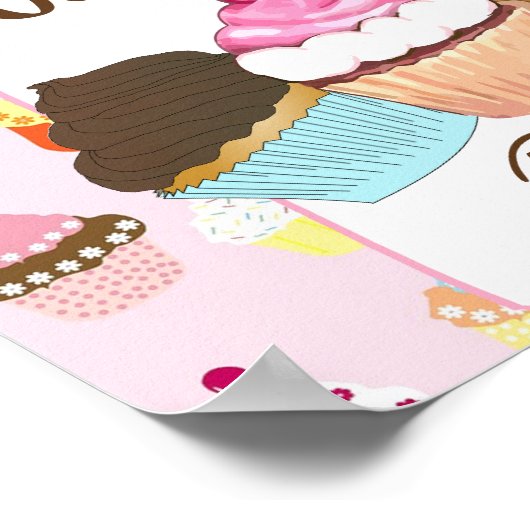 Cupcake Buffet Party Sign Poster (Ecke)