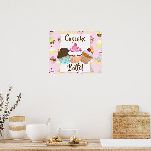 Cupcake Buffet Party Sign Poster (Küche)