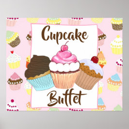 Cupcake Buffet Party Sign Poster