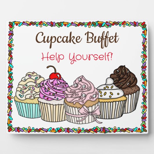 Cupcake-Buffet|Schild für Hochzeit oder Babyparty Fotoplatte (Vorderseite)