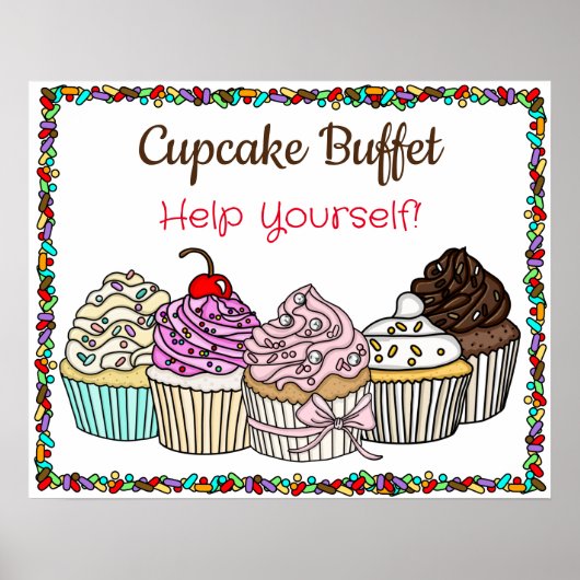 Cupcake Buffet | Schild mit Hochzeitsnahrung oder  (Vorne)