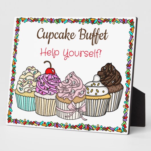 Cupcake Buffet | Schild mit Hochzeitsnahrung oder Fotoplatte (Seite)