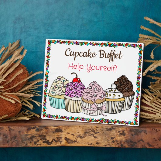 Cupcake Buffet | Schild mit Hochzeitsnahrung oder Fotoplatte (Seite)