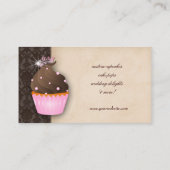 Cupcake Business Card Crown Pink Brown Dots Visitenkarte (Rückseite)