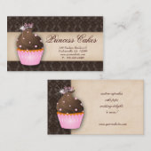 Cupcake Business Card Crown Pink Brown Dots Visitenkarte (Vorne/Hinten)