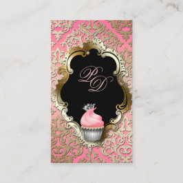Cupcake Business Card Elegante Damaskus Rosa Gold Visitenkarte