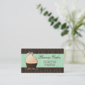 Cupcake Business Card Kronenminze brauner Damast Visitenkarte (Stehend Vorderseite)