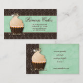 Cupcake Business Card Kronenminze brauner Damast Visitenkarte (Vorne/Hinten)