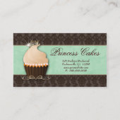 Cupcake Business Card Kronenminze brauner Damast Visitenkarte (Vorderseite)