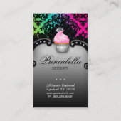 Cupcake Business Card Retrieuse Damask Rosa Grün Visitenkarte (Rückseite)