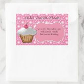 Cupcake Business oder Box Label, Rosa und Weiß Rechteckiger Aufkleber (Tasche)