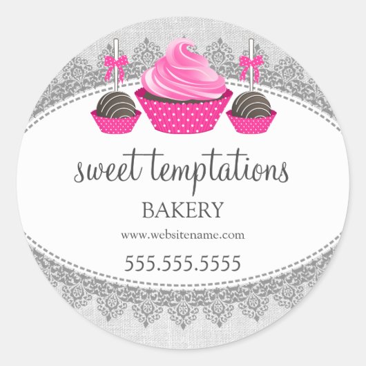 Cupcake Cake Pops Bäckerei Verpackung Runder Aufkleber (Vorderseite)