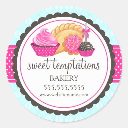 Cupcake Cake Pops Cookie Umsatz Bäckerei Box Siege Runder Aufkleber (Vorderseite)