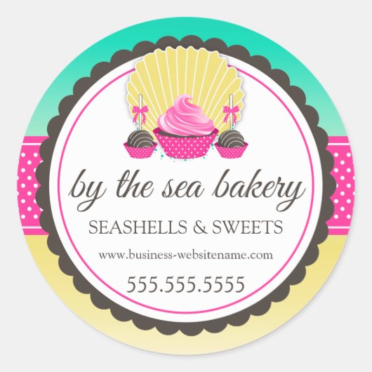 Cupcake Cake Pops Seashell Bäckerei Box Siegel Runder Aufkleber (Vorderseite)