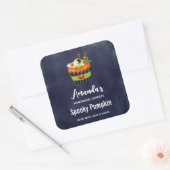 Cupcake Candle Biz, niedlich & cremefarben Quadratischer Aufkleber (Umschlag)