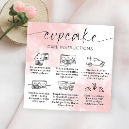Cupcake Care Anleitung Rosa Wasserfarbe rot Quadratische Visitenkarte