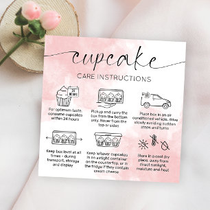 Cupcake Care Anleitung Rosa Wasserfarbe rot Quadratische Visitenkarte