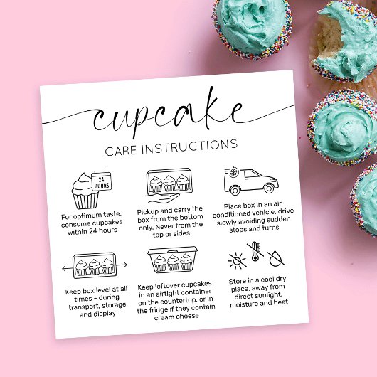 Cupcake Care Card Elegantes Script Minimal Vielen Quadratische Visitenkarte