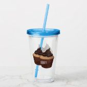 Cupcake Cartoon Illustration Acryltrinkbecher (Rückseite)