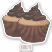 Cupcake Cartoon Illustration Aufkleber (Vorderseite)