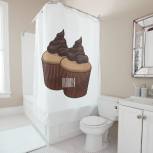 Cupcake Cartoon Illustration Duschvorhang