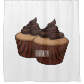 Cupcake Cartoon Illustration Duschvorhang (Vorderseite)