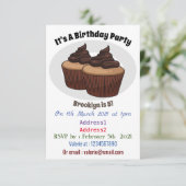 Cupcake Cartoon Illustration Einladung (Stehend Vorderseite)