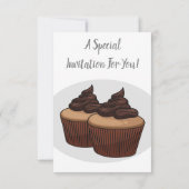 Cupcake Cartoon Illustration Einladung (Rückseite)